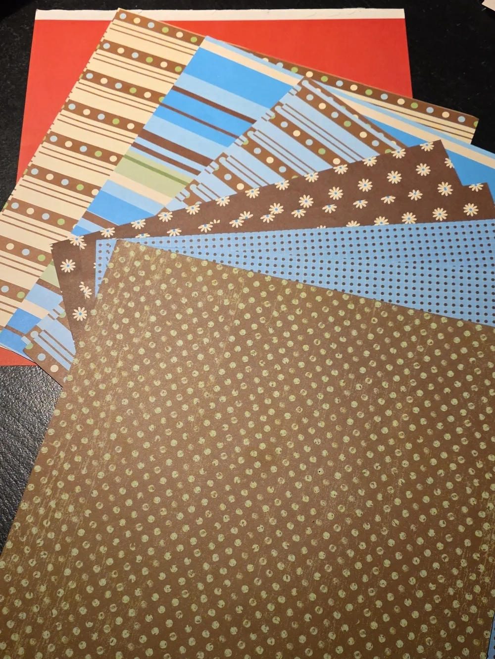 Autumn Pattern Scrapbook Paper Set - Warm Orange & Brown